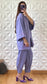 Ensemble kimono brodé et pantalon surpiqué en lin - Lilas